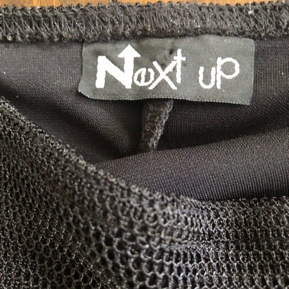 Next Up black slinky knit dress with long netting very sexy skinny straps size 6 - Picture 5 of 7